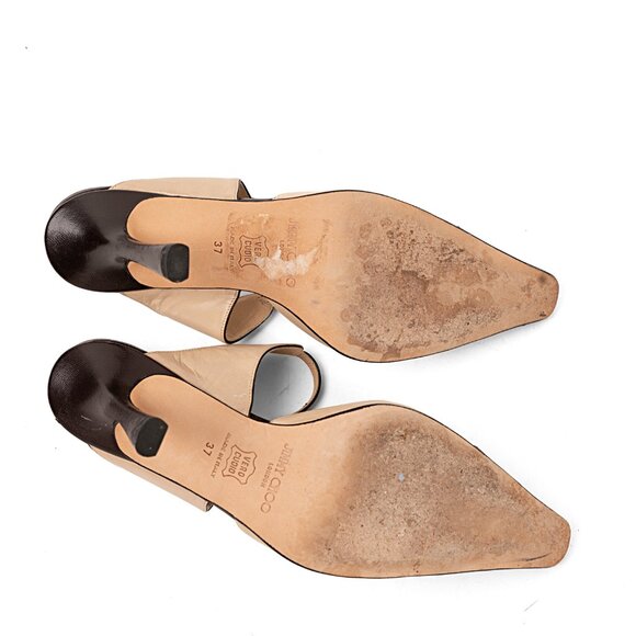 Jimmy Choo Two-Tone Leather Mule Heels - Picture 6 of 8